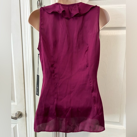 Willi Smith NWT Womens Sleeveless Blouse Small Ruffle Career Satin like - Picture 3 of 9